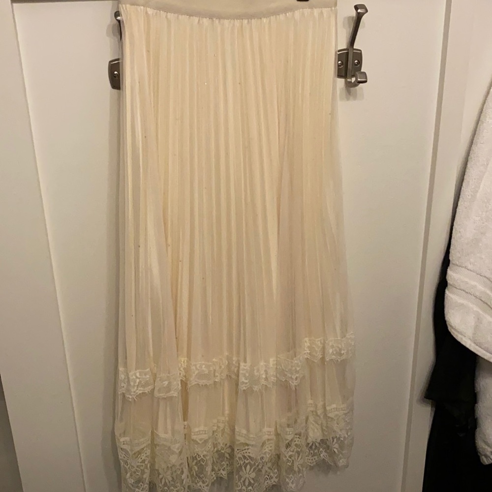 Pleated tea length skirt with lovely overlay